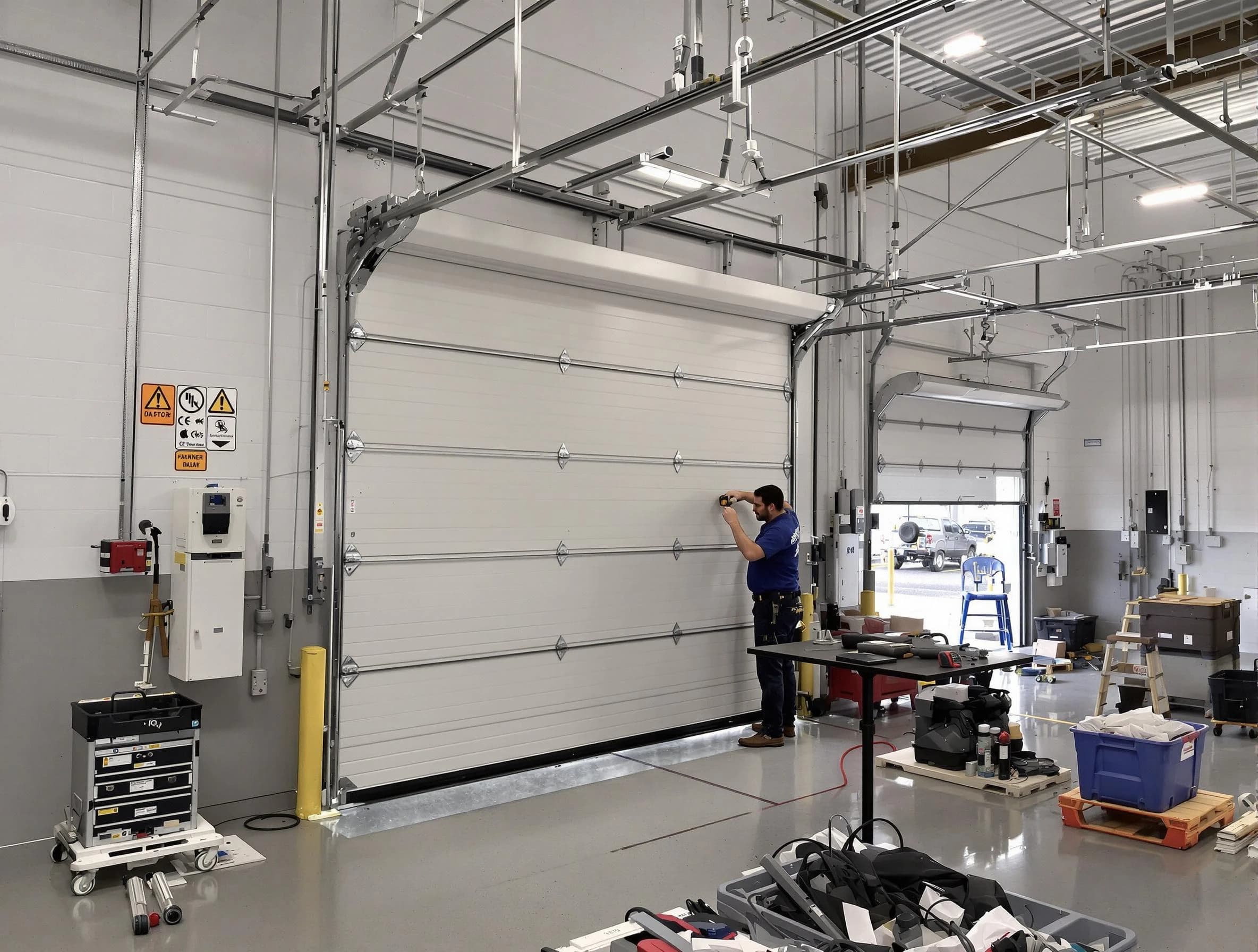 Commercial garage door repair being performed by Irondale Garage Door Repair expert in Irondale