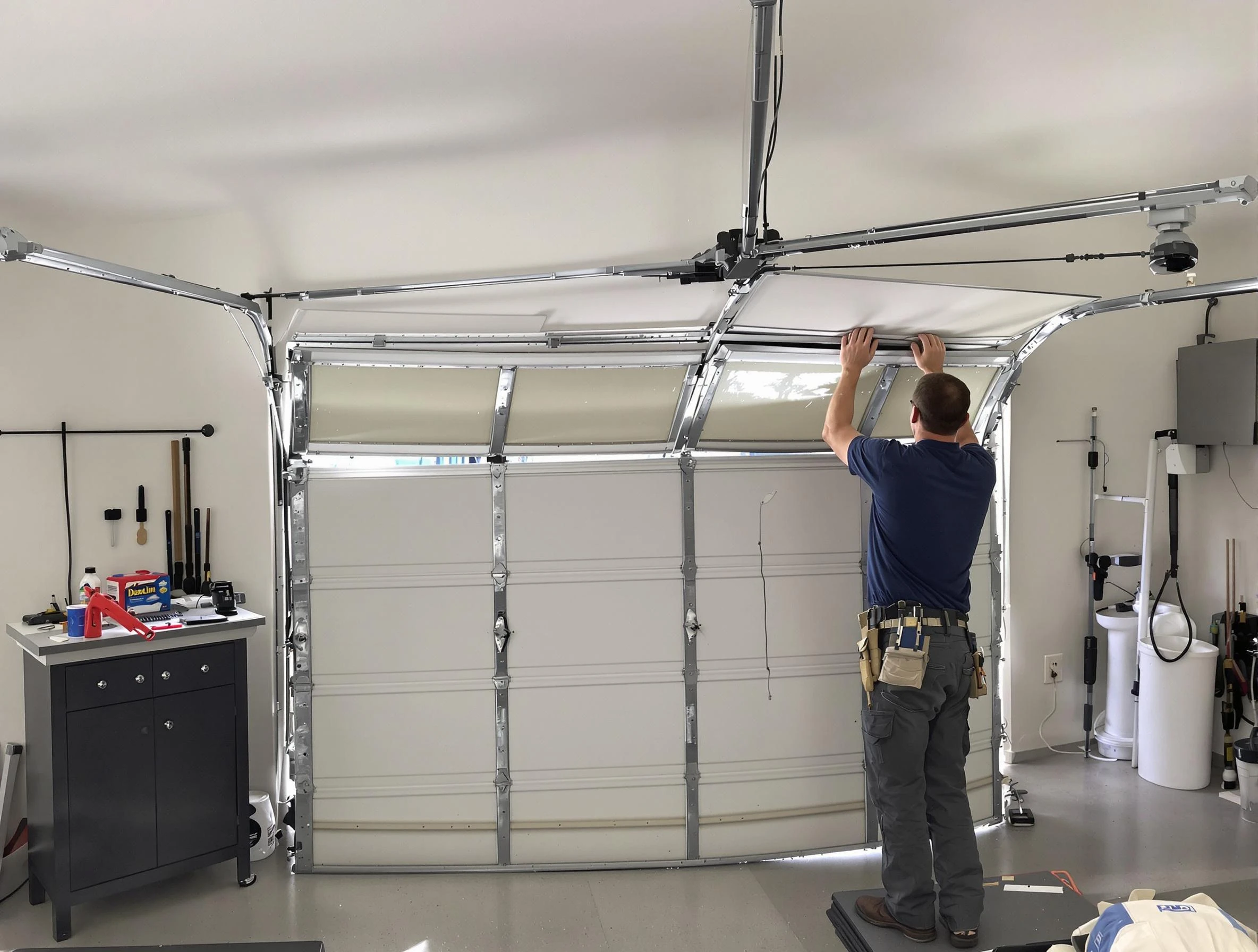 Irondale Garage Door Repair specialist performing precise section replacement on Irondale garage door